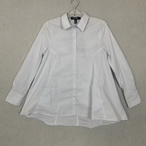 Ms. Ellen Tracy Striped Long-Sleeve Button-Down Shirt - Picture 1 of 8